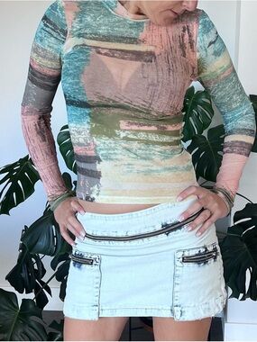 Women's Abstract Print Long-Sleeve Top - Multi